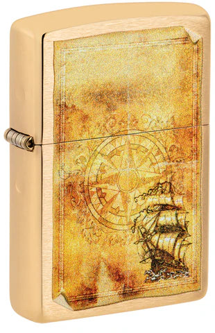 Dieses Color Image erinnert an eine alte und abgenutzte Seefahrer-Karte. Ein wunderbares Brass Brushed Seefahrer Zippo Benzinfeuerzeug.