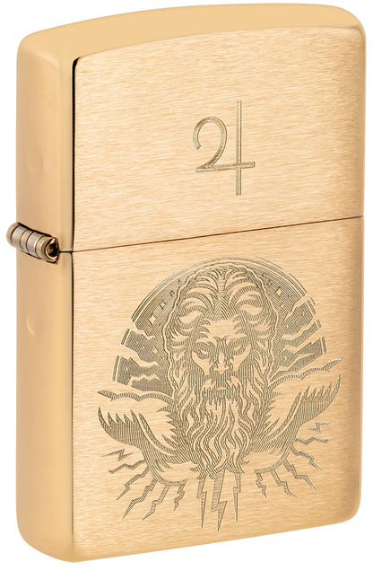 Der römische Gott Neptun beherrscht den Himmel, er ist das Oberhaupt des Pantheons. Eine wunderbare Laser Gravur auf einem Brushed Brass Zippo Benzinfeuerzeug.