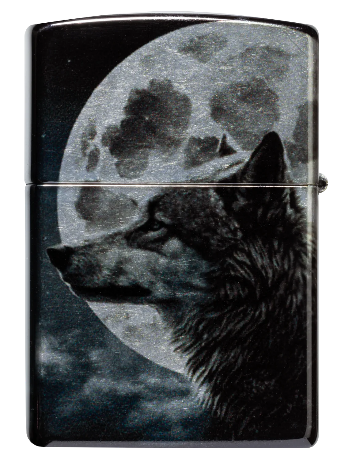 Zippo Wolf-Feuerzeug mit Vollmond-Motiv – kraftvolle Symbolik, wetterfest und ideal für Natur- und Outdoor-Liebhaber