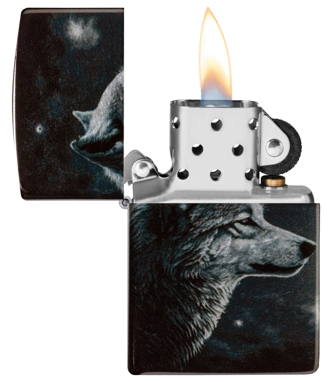 Zippo Wolf-Feuerzeug mit ikonischer Flamme – windfest, langlebig und stilvoll. Perfektes Geschenk für Abenteurer